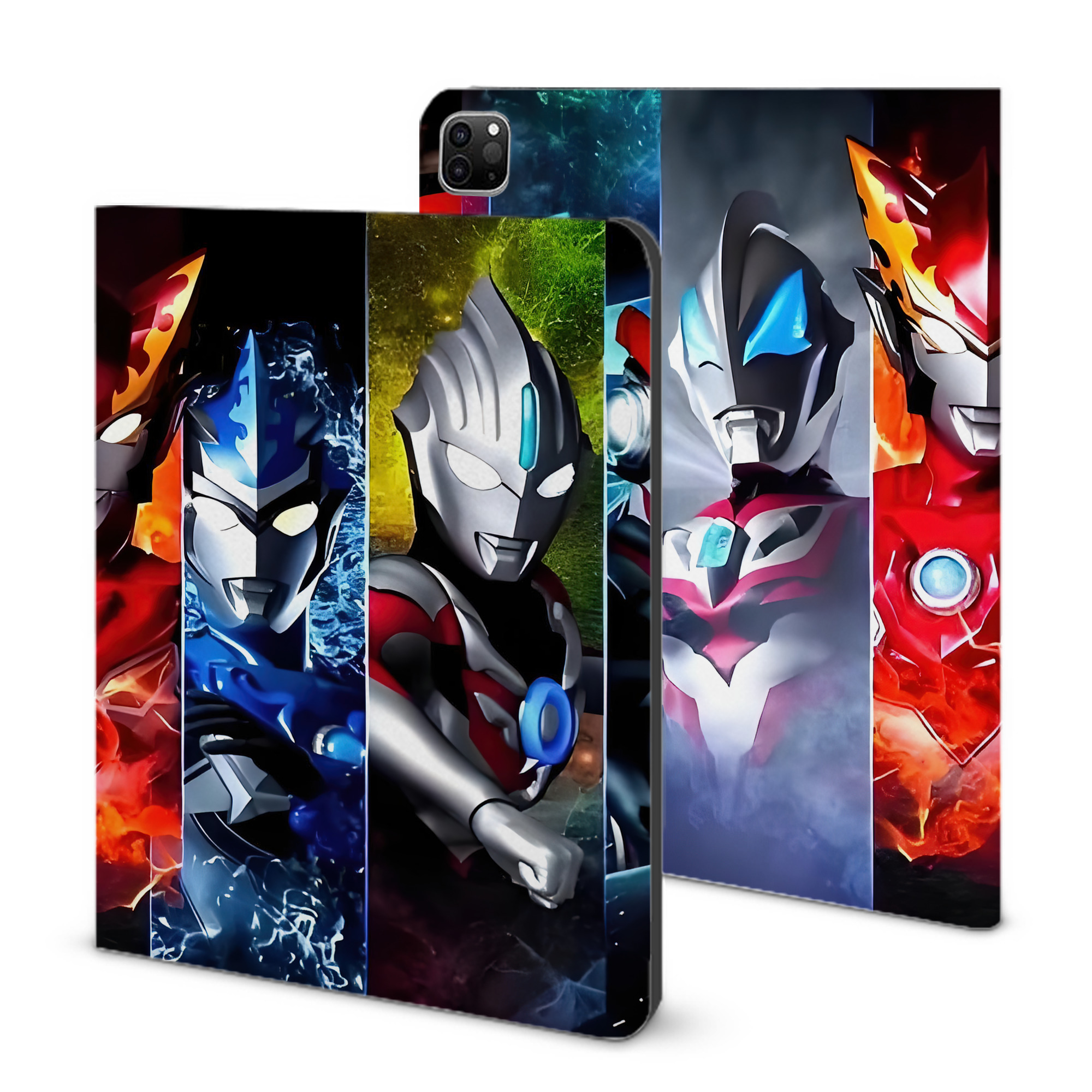（画像用） ウルトラマン Ultraman IPad ケース ブック型 PUレザー TPU 耐衝撃 軽量 薄型 ペン収納なし 全面保護 IPad 各モデル対応